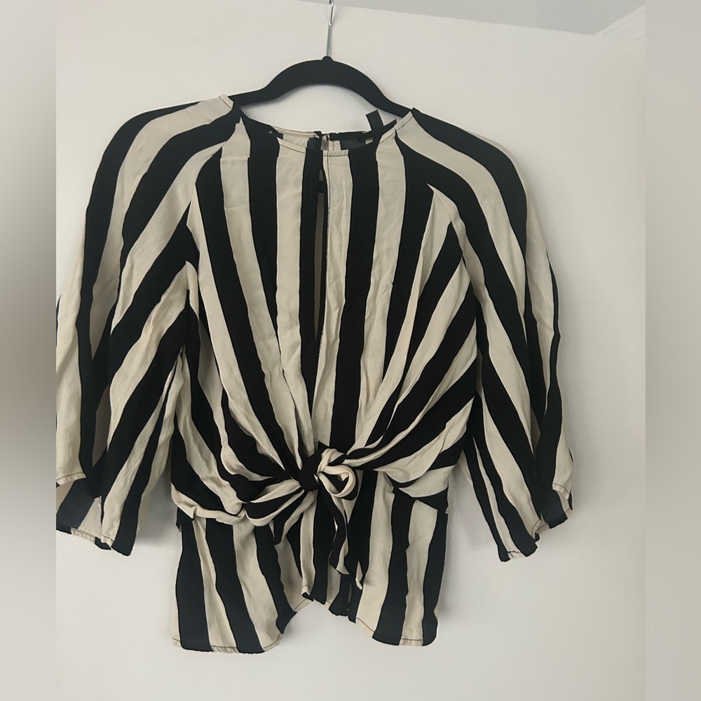Topshop Black & Cream striped top